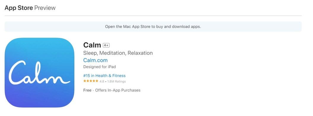 an image showing the tagline of the Calm app