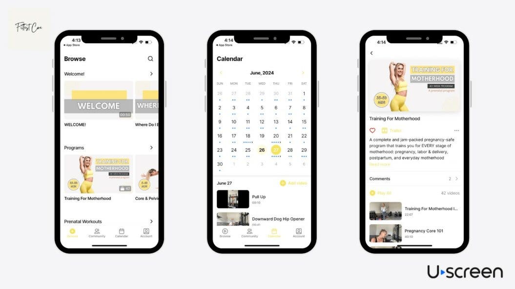 a snapshot of the calendar and the layout of her core content program