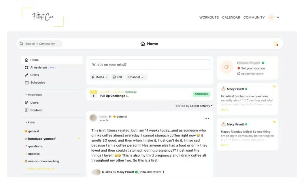 image showing the Fittest Core community page