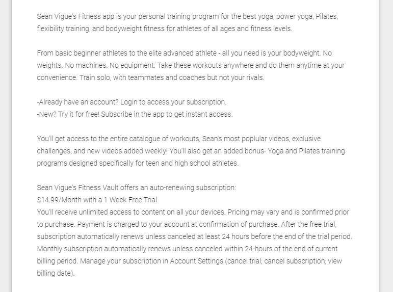 sean vigue fitness app description