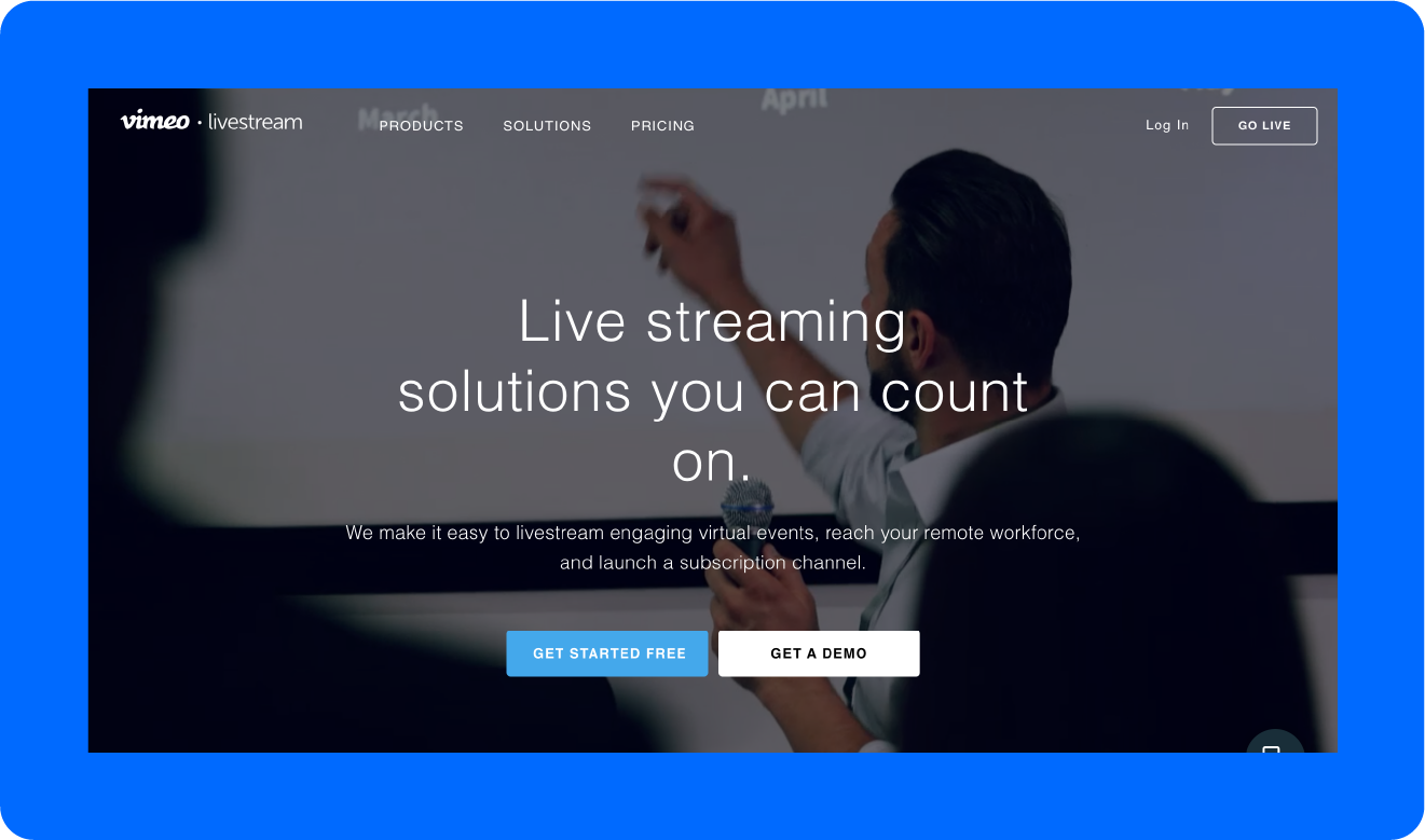 A screenshot of Livestream's home screen.
