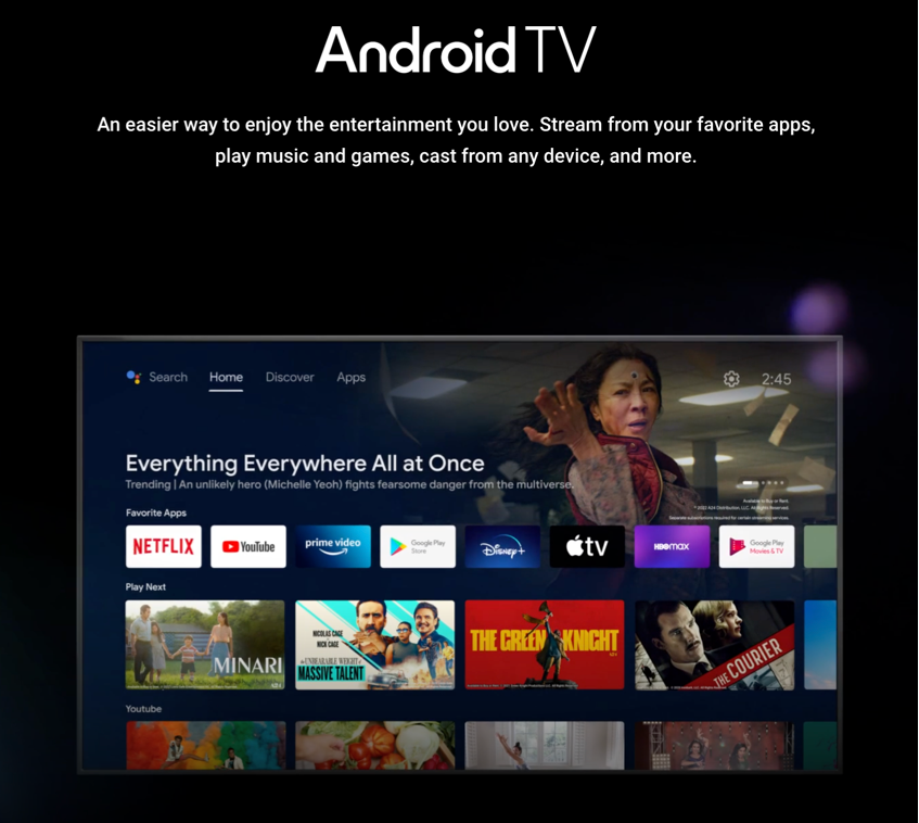 screenshot from the android tv website showing typical android tv apps