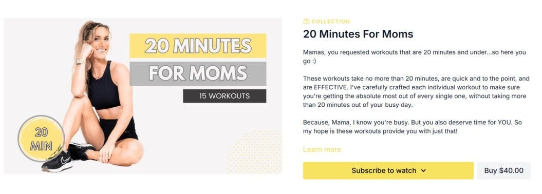 Fittest Core twenty-minute workout video for moms