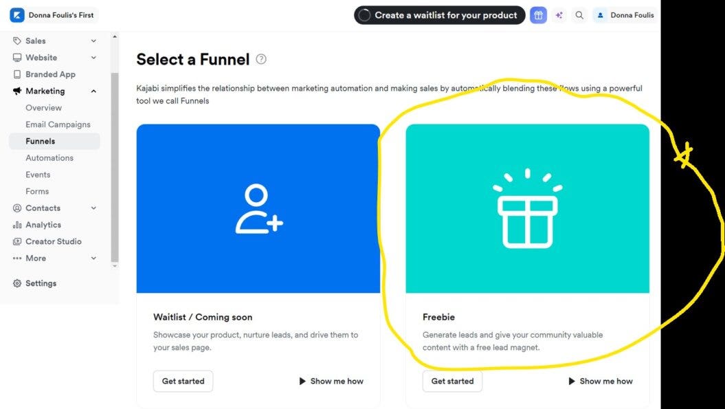 Kajabi select funnel page