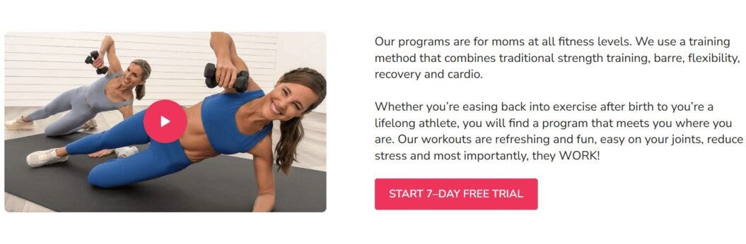 Moms into fitness video with description