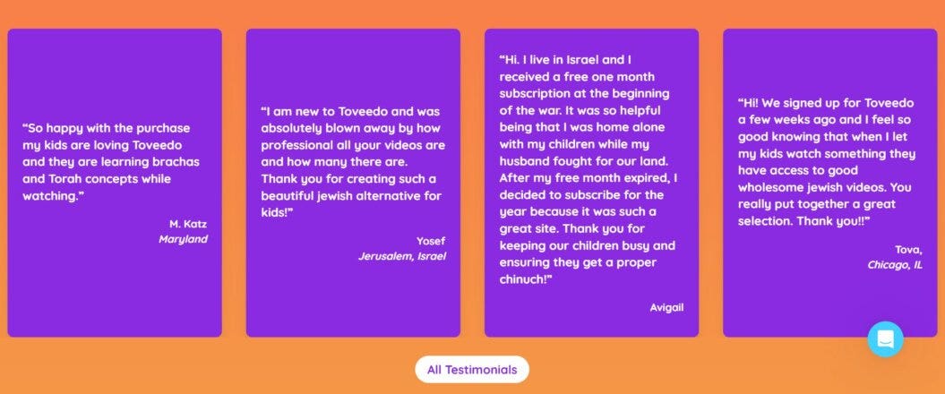 Toveedo four testimonials