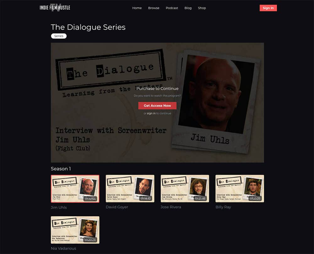 Indiefilmhustle TV's new program layout