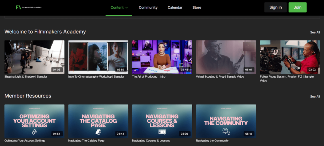 Filmmakers Academy Example