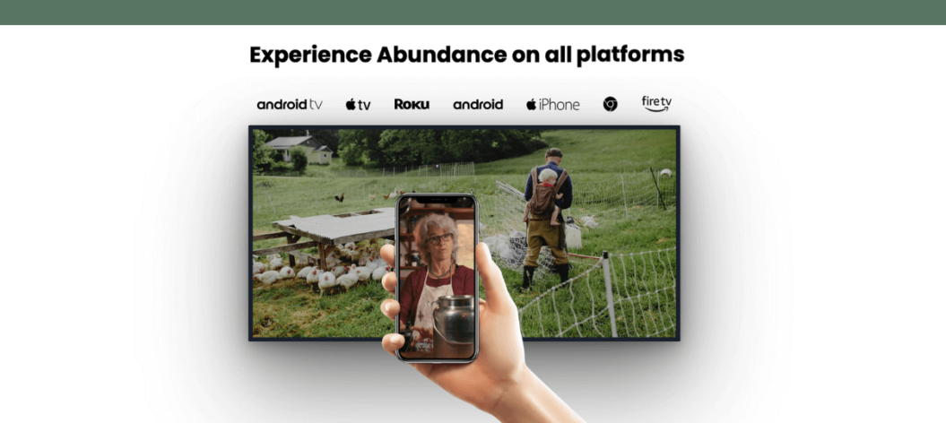 Abundance Plus membership platform shown across mobile and TV devices.