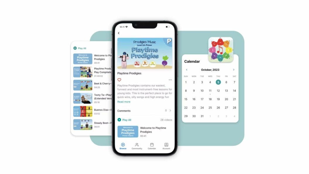 App interface for kids educational streaming platform, Prodigies, shown on a mobile device.