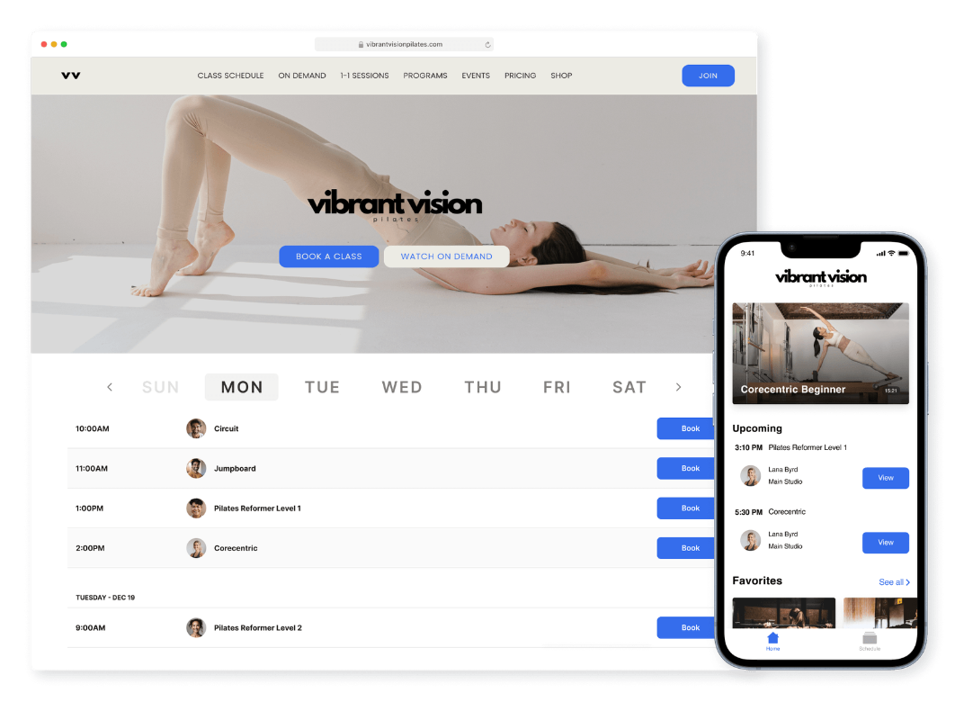 Arketa webpage and mobile app interface