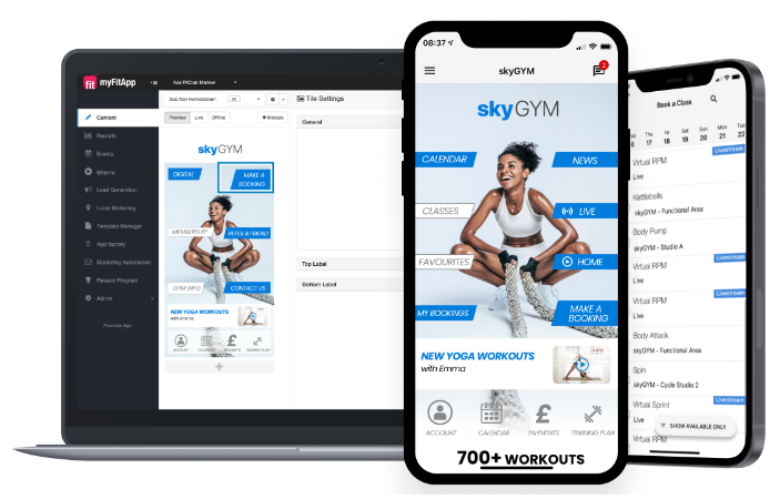 myFitApp home feature displayed on mobile and tablet