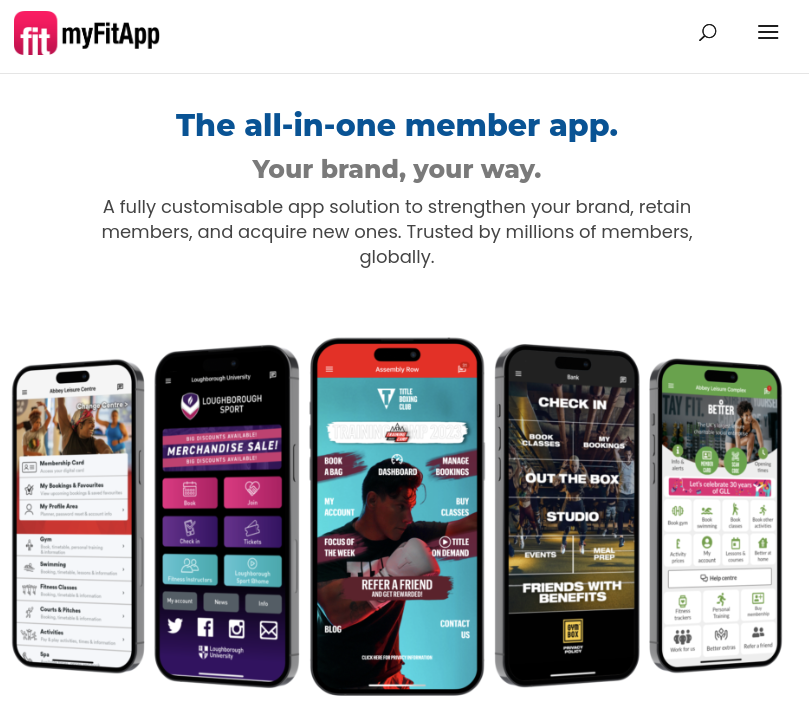 myFitApp mobile user interface
