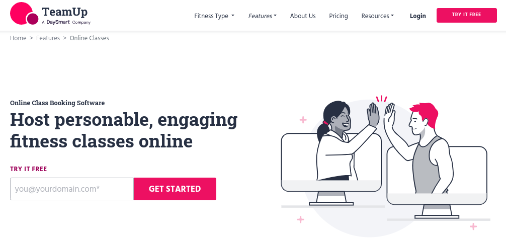 TeamUp home page