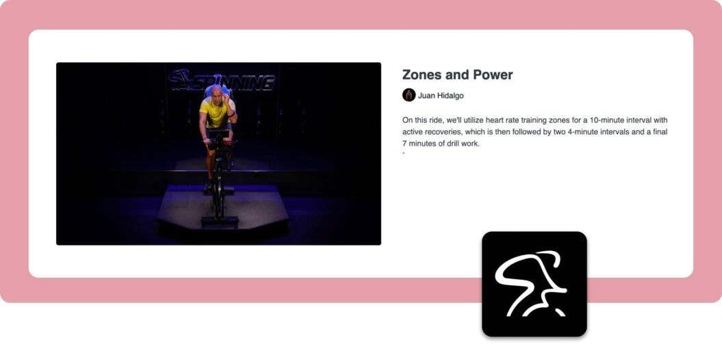 Screenshot showing heart rate coaching example from spinning membership, Spinning Digital.