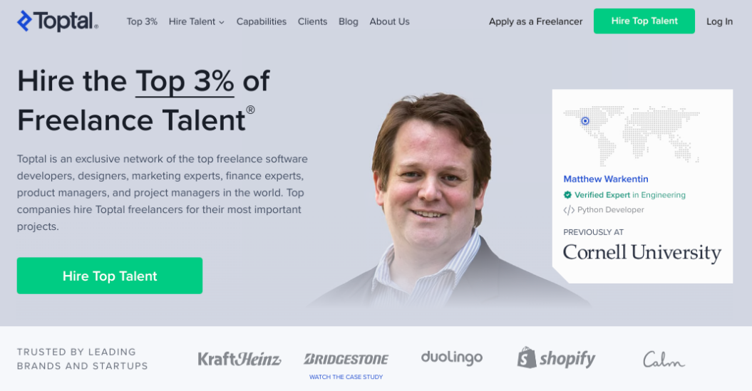 toptal website homepage