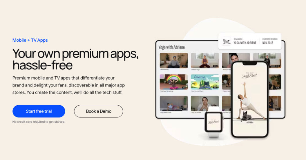 an image showing the home page of Uscreen