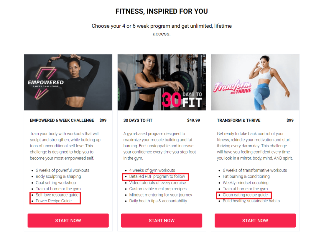 An image showing Sweat Nation's workout programs.