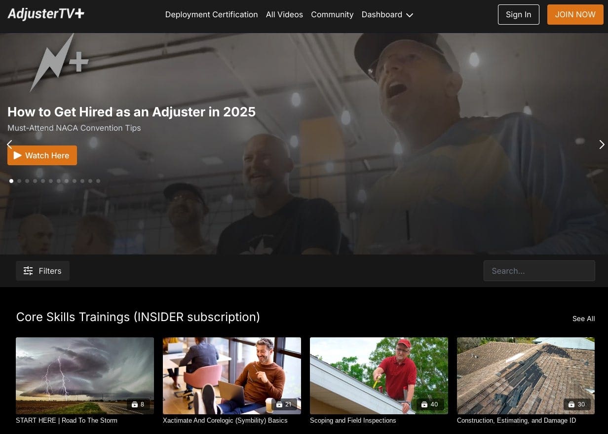 AdjusterTV Plus website example