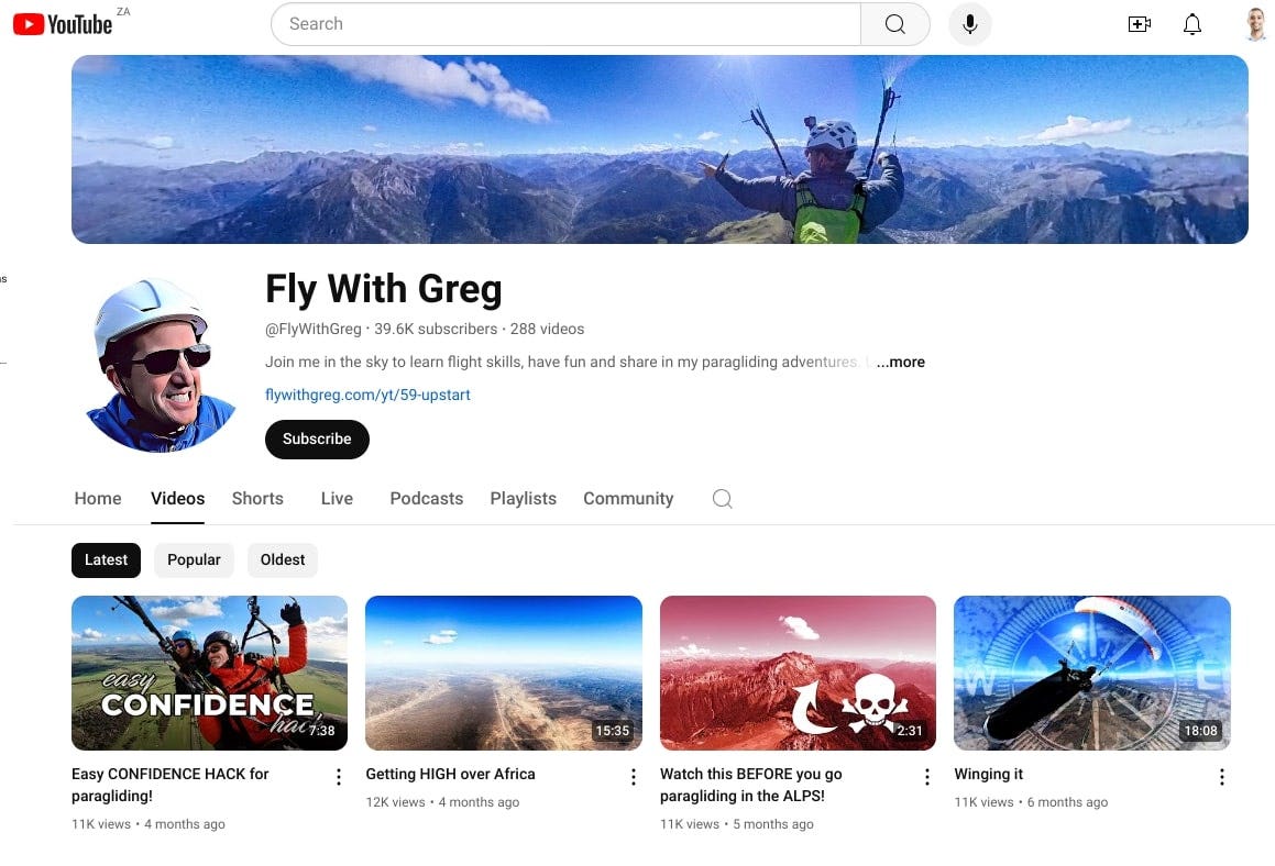 Fly With Greg_s YT channel