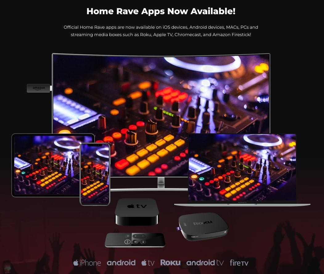 HomeRave shows streaming apps