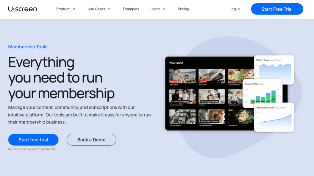 uscreen hompeage showing the membership tools