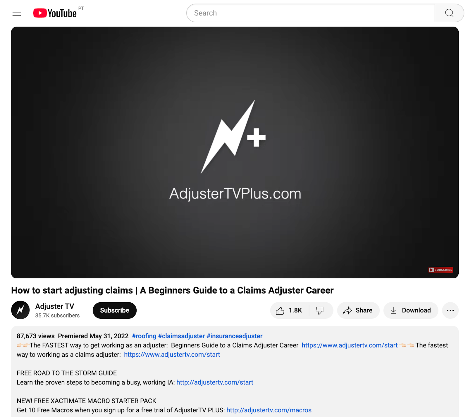 Adjuster TV Plus YouTube video