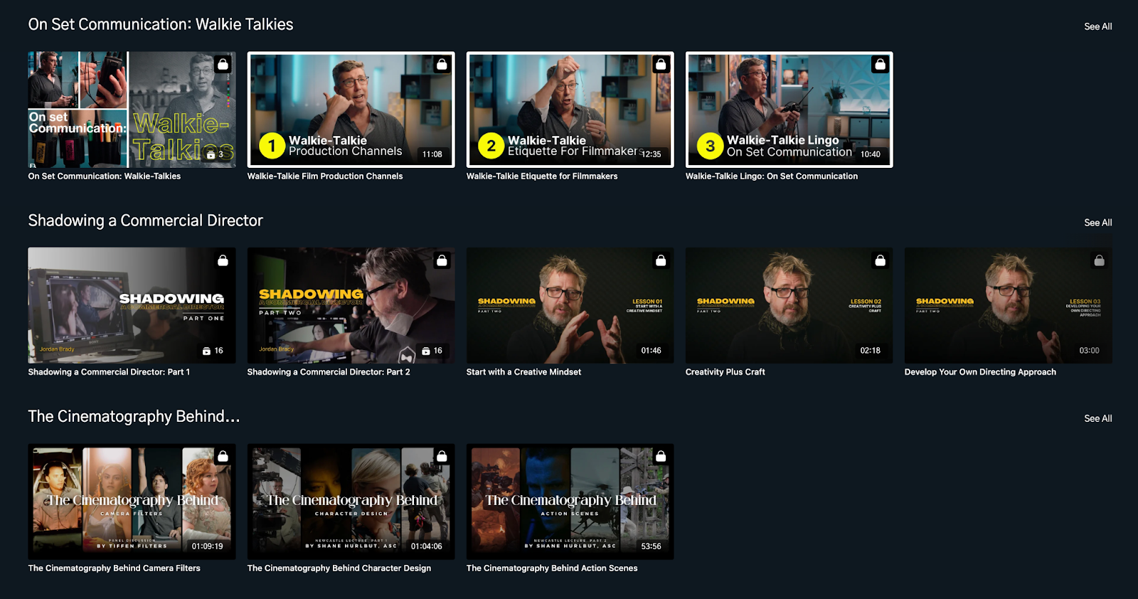 Filmmakers Academy content library