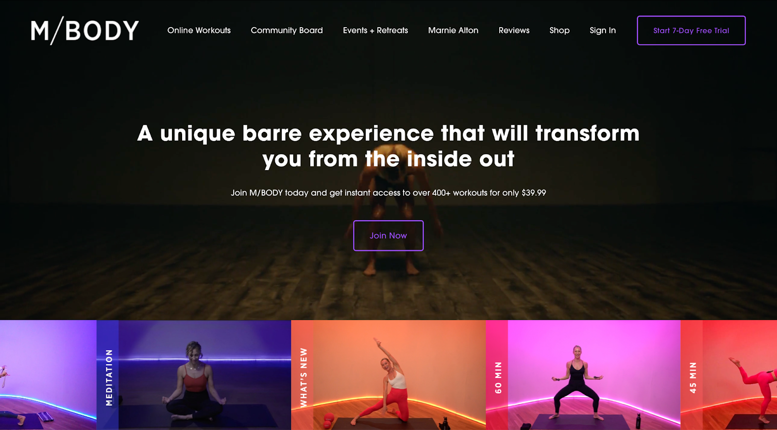 Mbody homepage top scroll