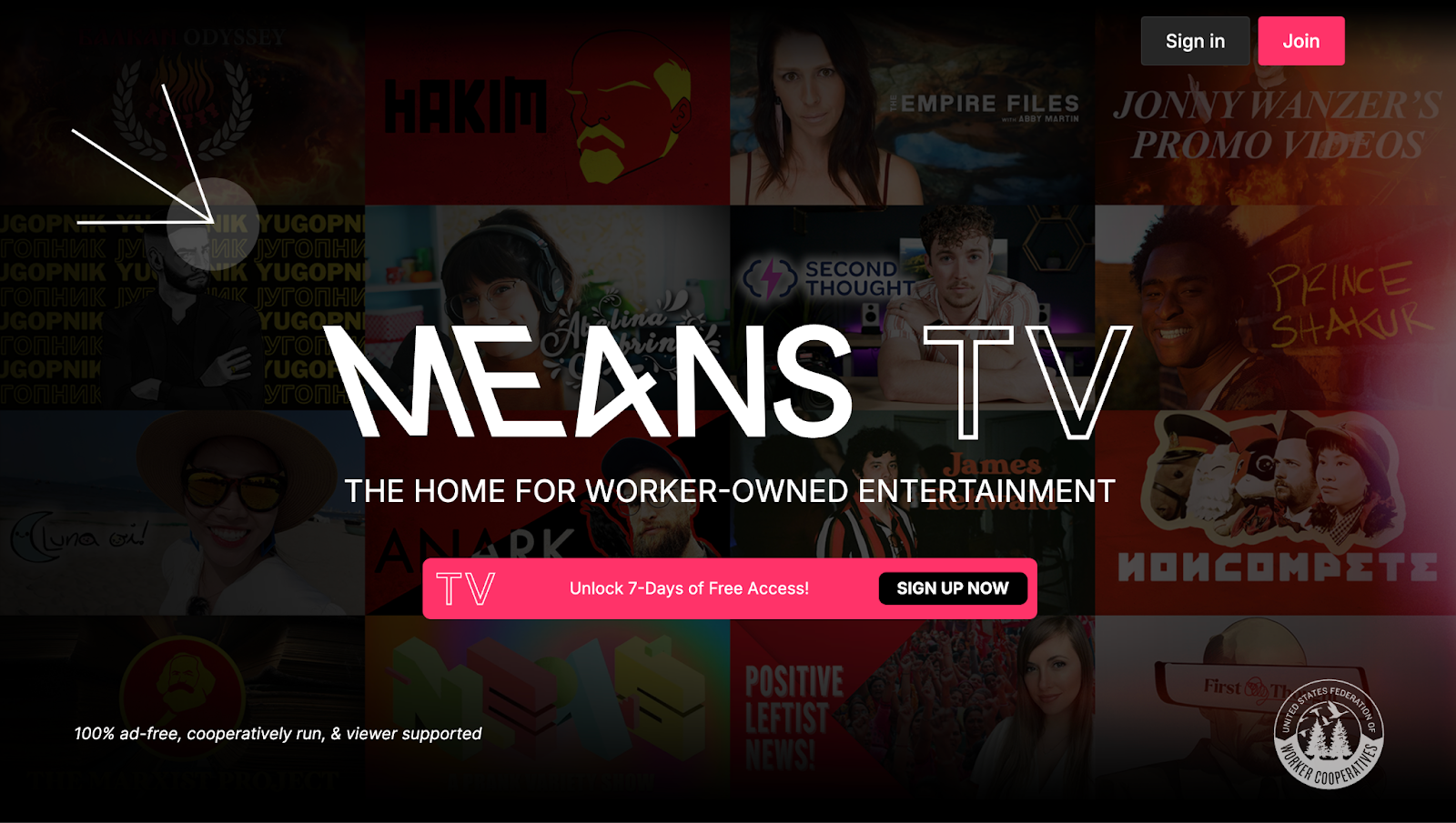 Means TV sign up banner