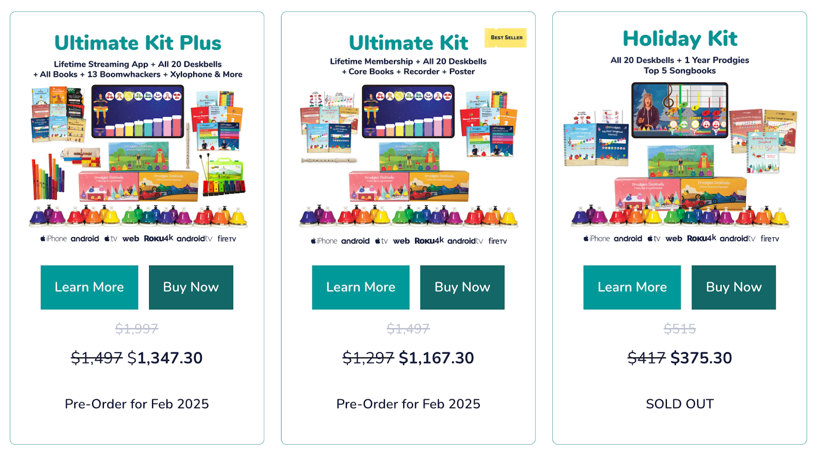 Prodigies pricing page