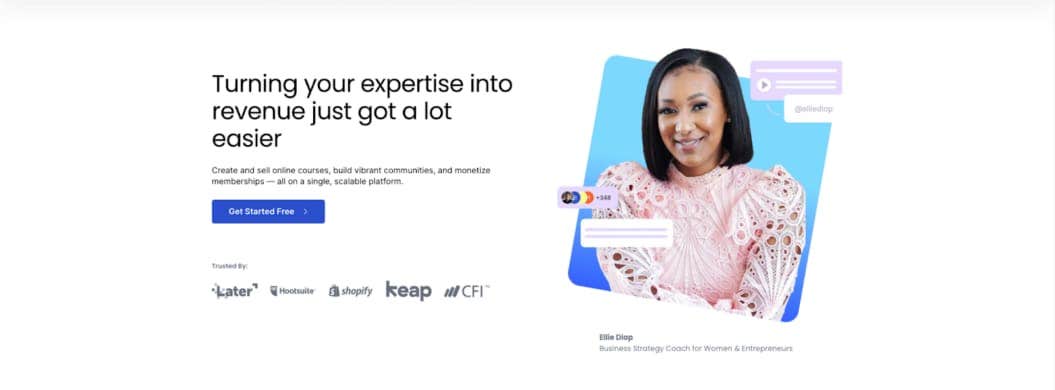 Thinkific homepage header