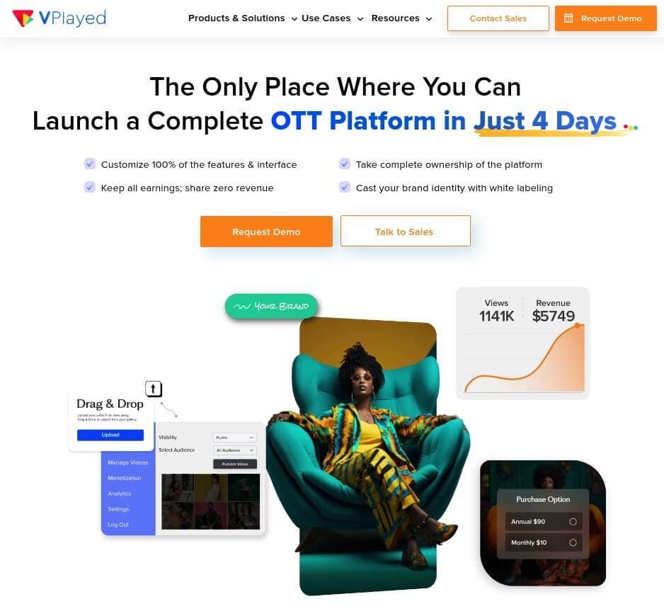 an image showing the sales page of VPlayed including its key features