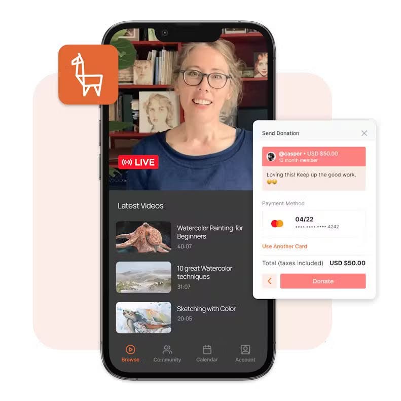 streaming sample with a donation prompt