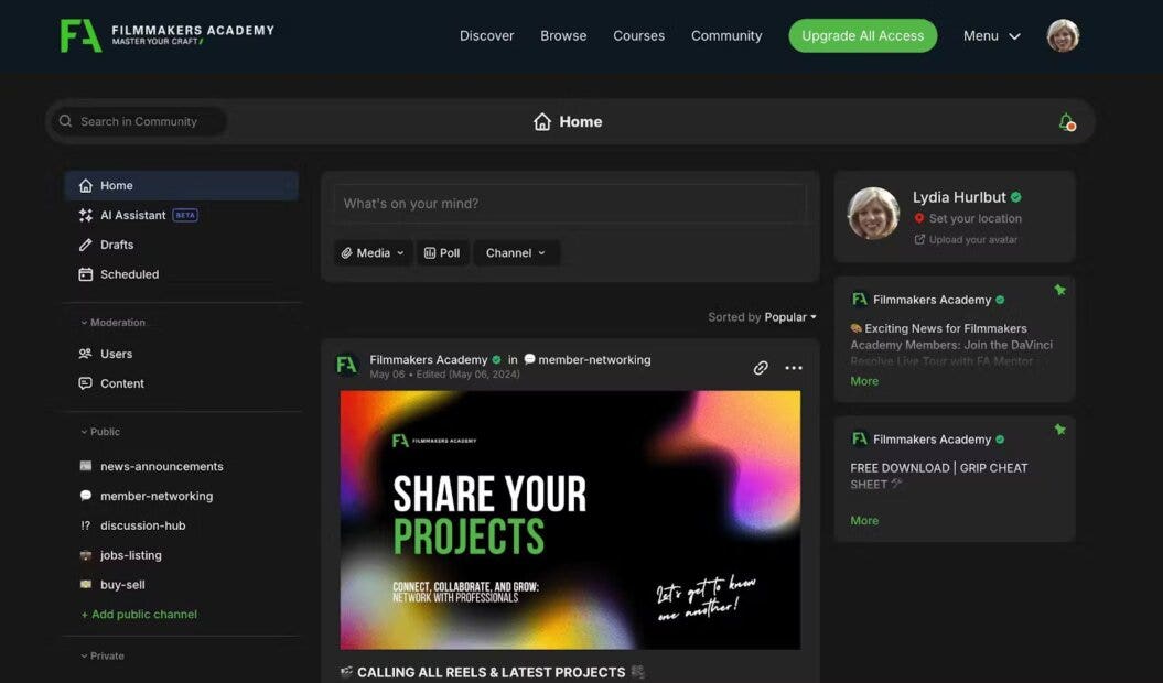 Filmmakers Academy retention tool sample