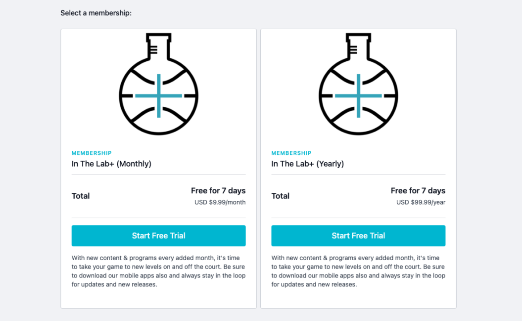 OTT app monthly and yearly membership options