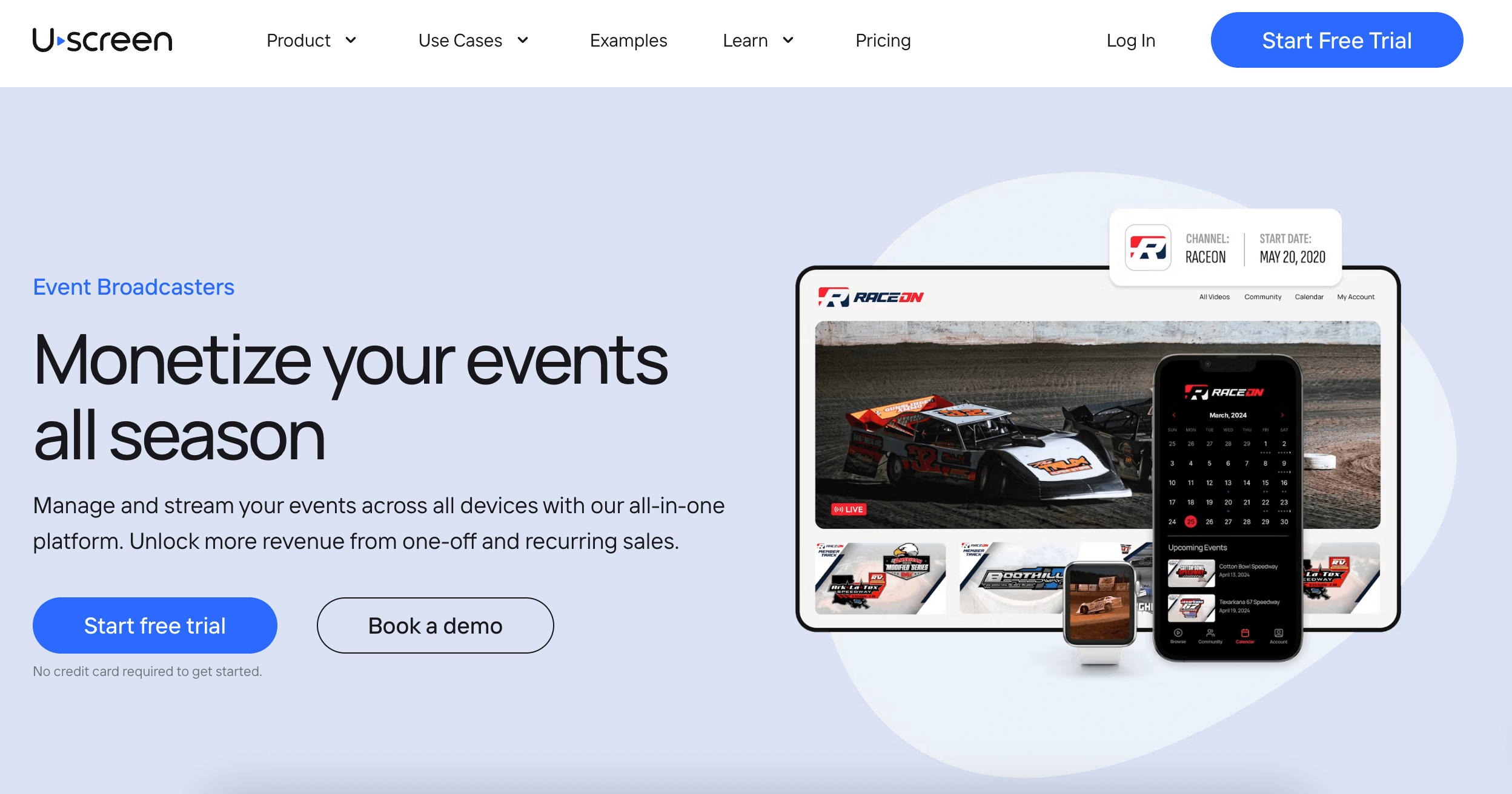 Uscreen Broadcast Homepage