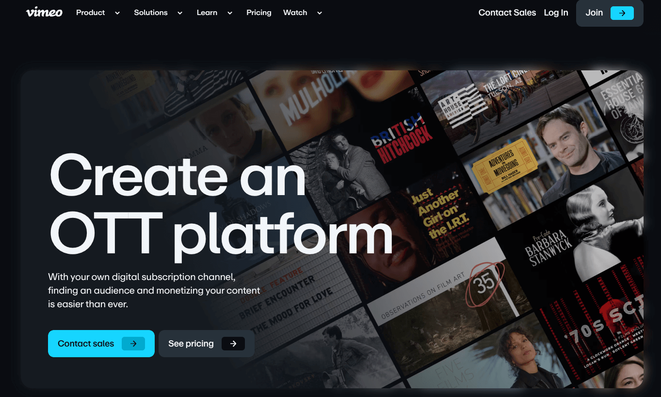 Vimeo ott homepage