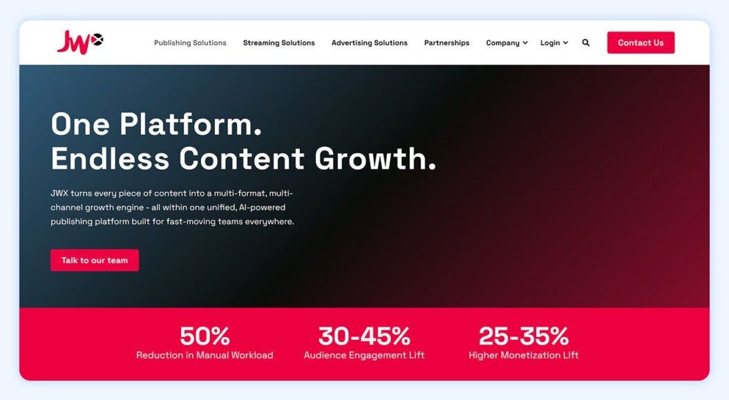 JWP Connatix empowers you to stream, monetize, and optimize video at scale—all from one industry-leading platform built for performance