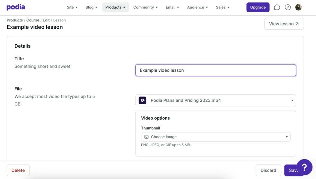 Podia example video lesson
