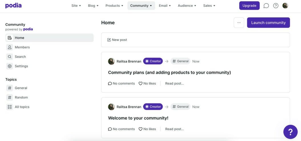 Podia community