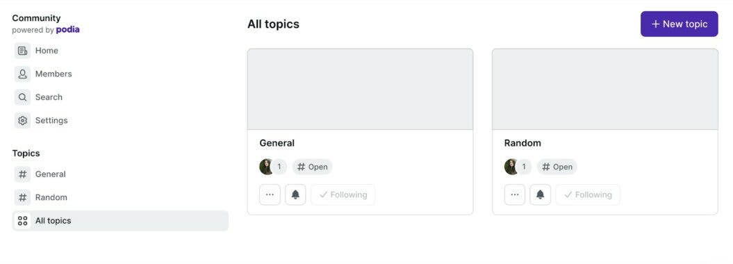 Podia topics