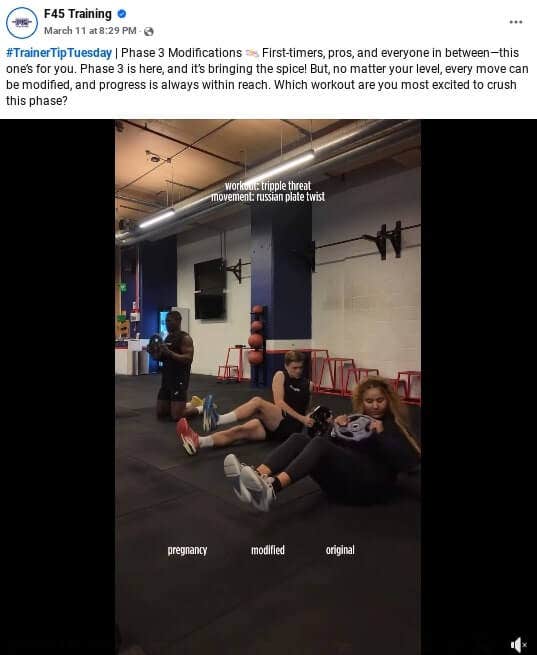 F45 Training Organic content