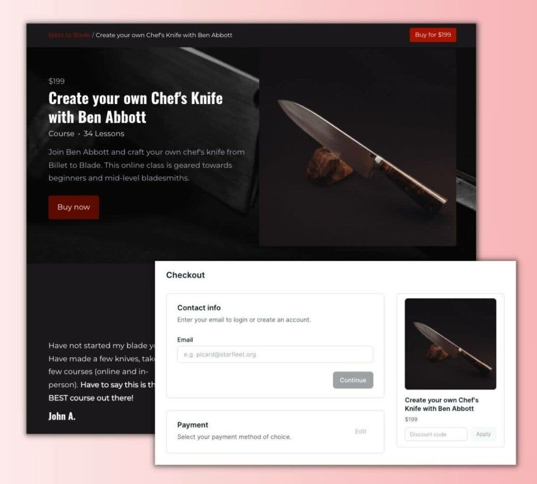 product page checkout popup