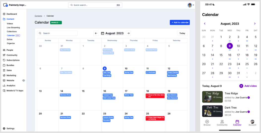 Painterly Uscreen - Calendar