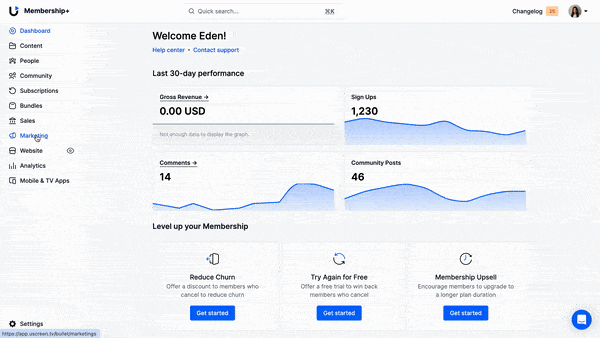 uscreen's creator dashboard