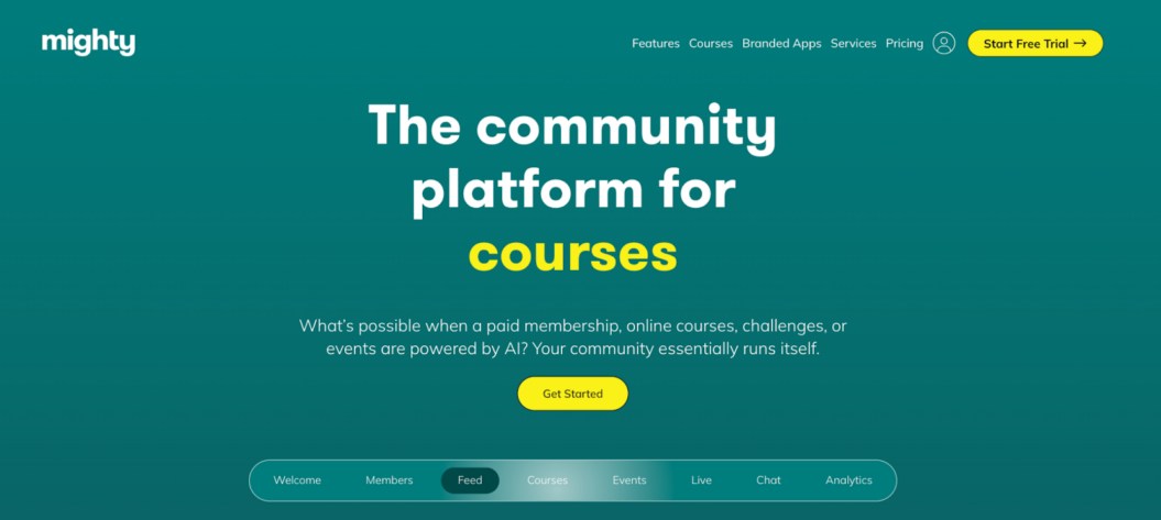 an image showing the landing page of Mighty Networks