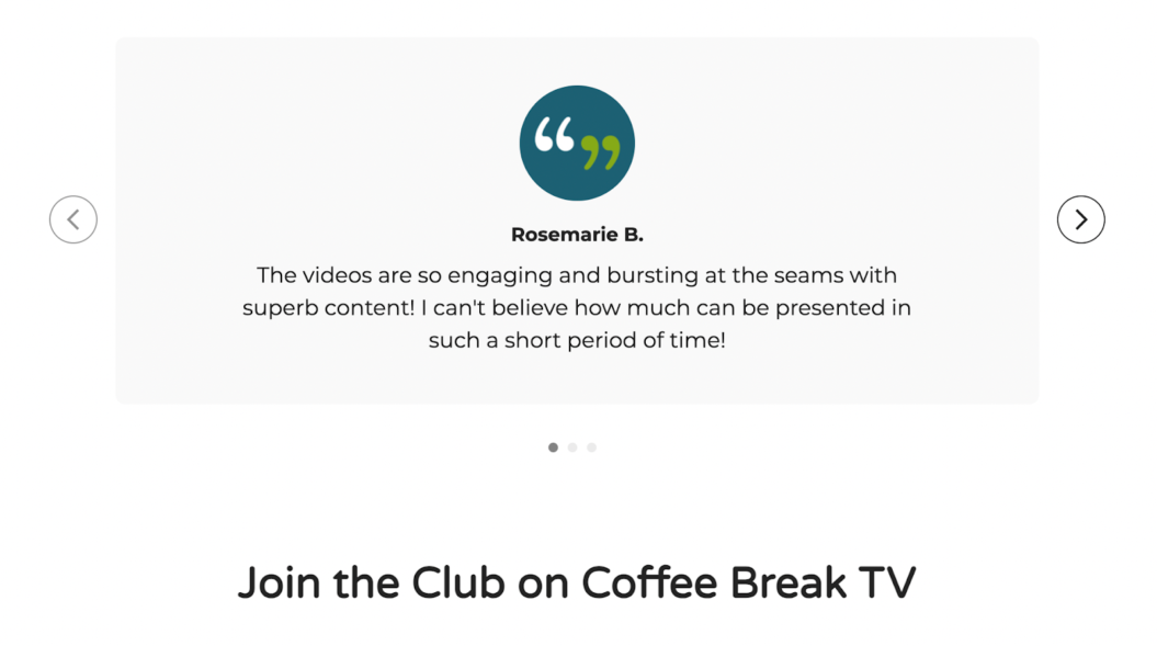 Coffee Break TV review by Rosemarie B.