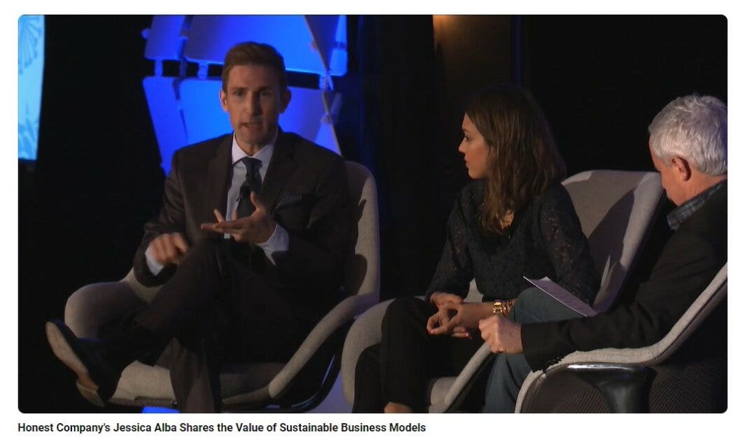 Screenshot from interview with Jessica Alba for her sustainability brand, The Honest Company