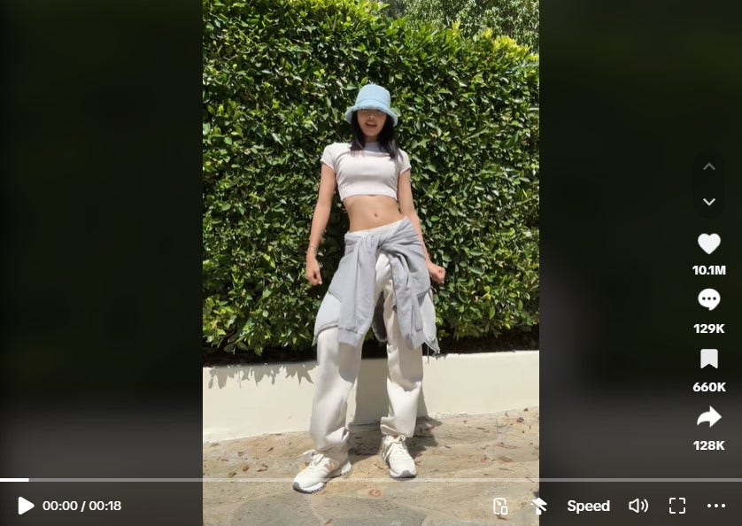 Screenshot from LISA's rockstar dance challenge on tiktok